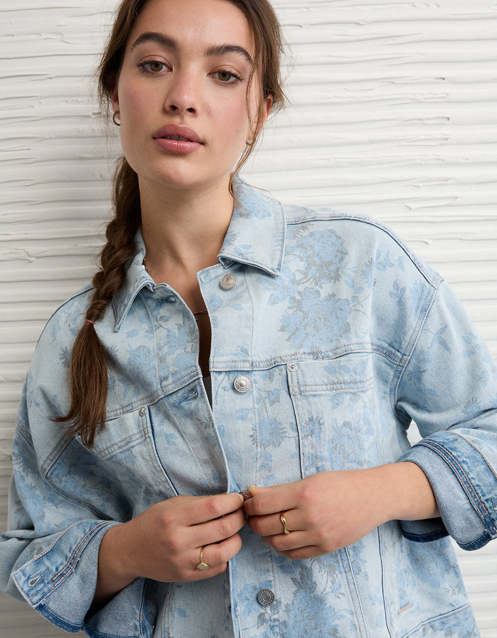 Chaqueta en denim con estampado floral Ae - Azul 0381_3795_488_d2