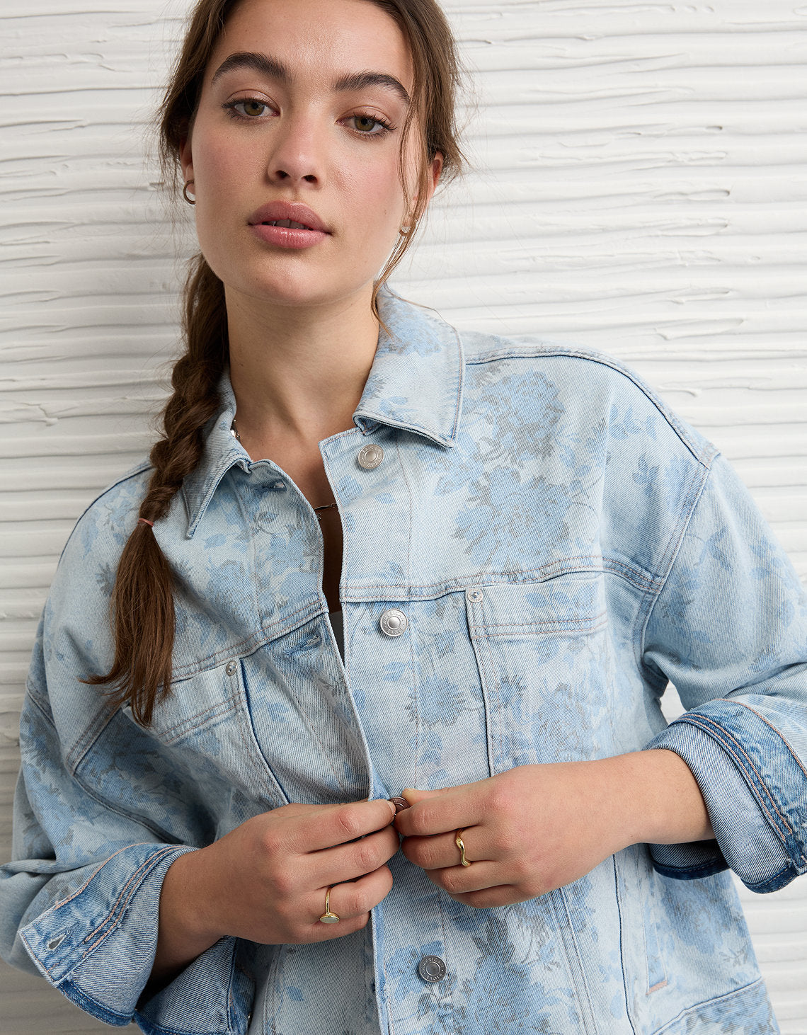 Chaqueta en denim con estampado floral Ae - Azul 0381_3795_488_d2