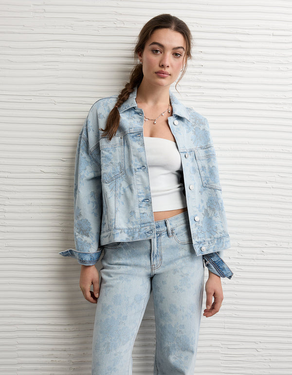 Chaqueta en denim con estampado floral Ae - Azul