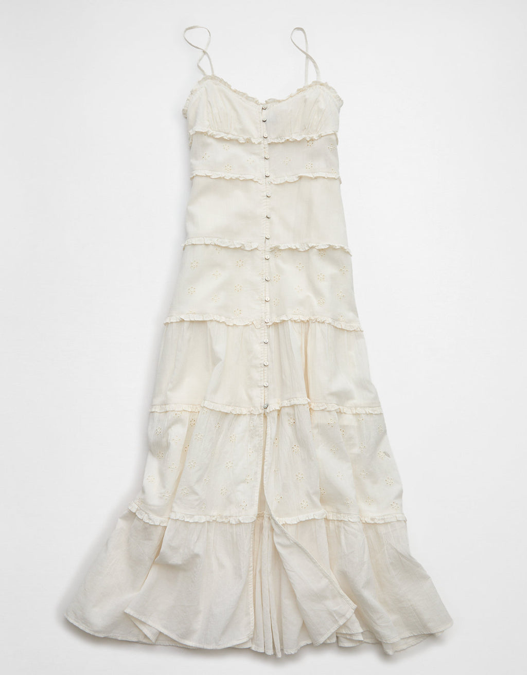 Vestido midi con volantes y botones Ruffle Ae - Blanco 0395_9044_134_f