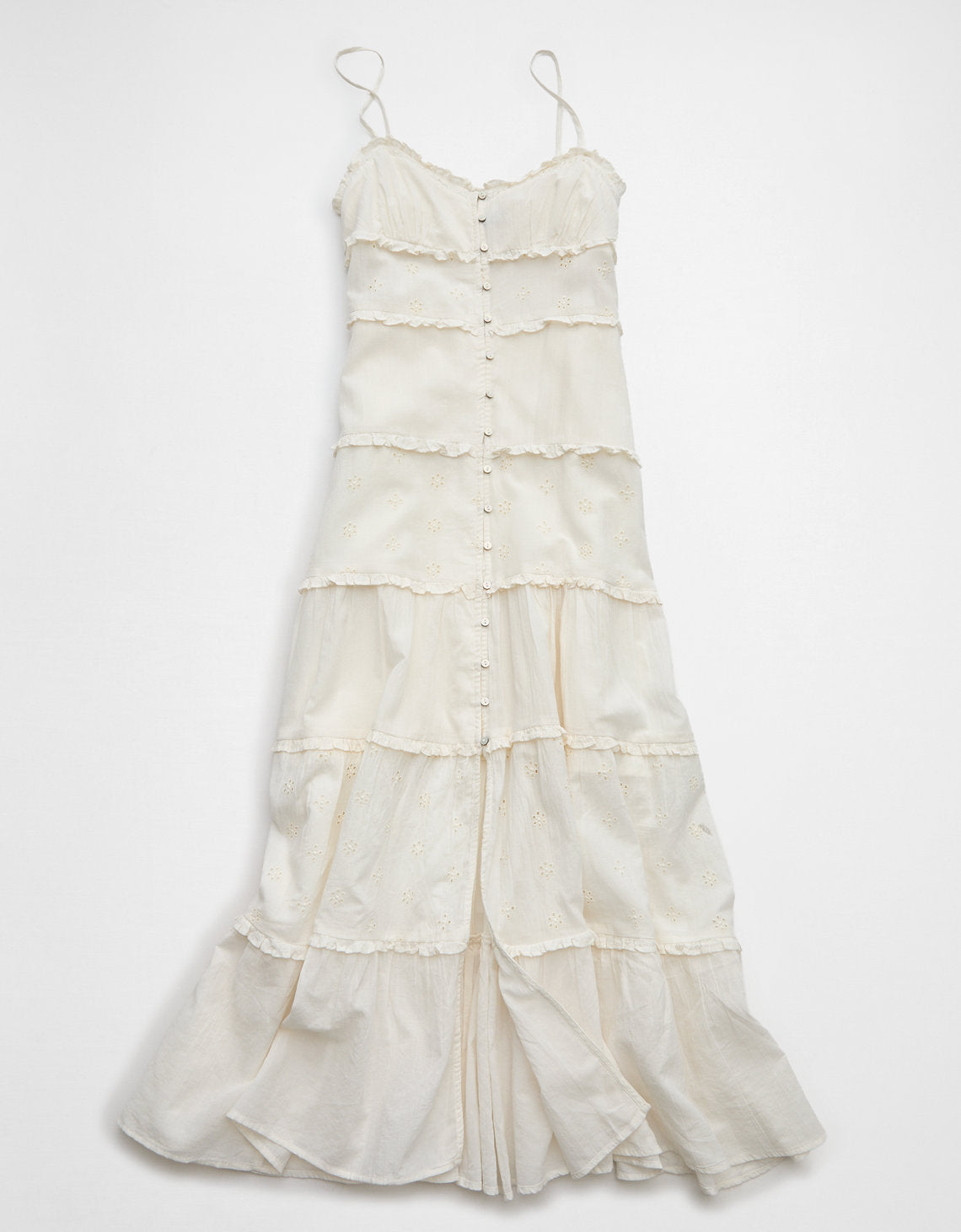 Vestido midi con volantes y botones Ruffle Ae - Blanco 0395_9044_134_f