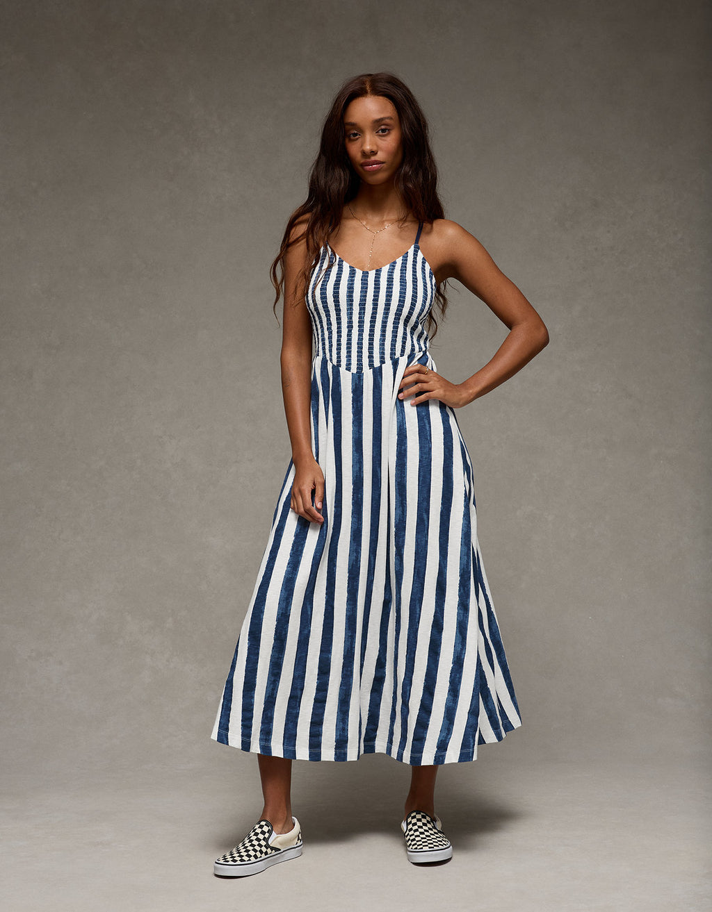 Vestido maxi fruncido Sunchaser Ae - Azul 0395_9058_410_of