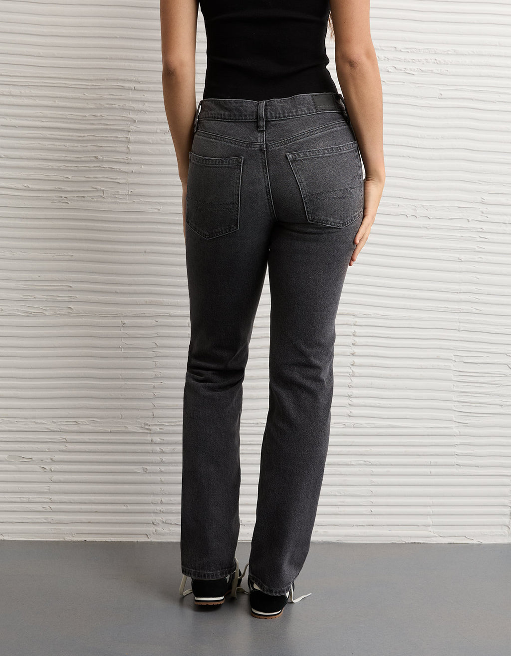 Jean Straight Tiro Alto Ae - Negro 0435_6026_001_ob
