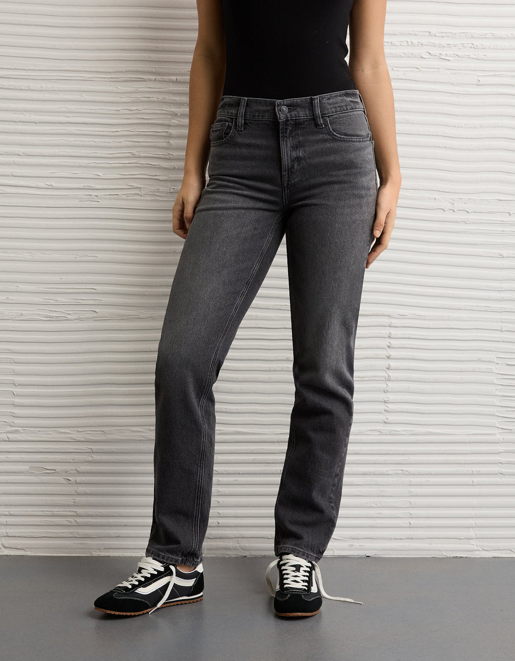Jean Straight Tiro Alto Ae - Negro 0435_6026_001_of