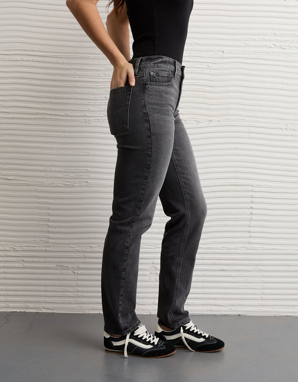 Jean Straight Tiro Alto Ae - Negro
