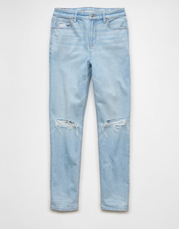 Jean Mom con rotos Mujer AE - Blanco