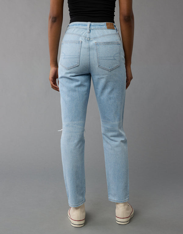 Jean Mom con rotos Mujer AE - Blanco