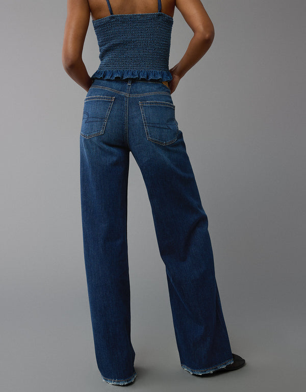 Jean Straight Baggy Talle Alto y Holgado Mujer AE - Generico