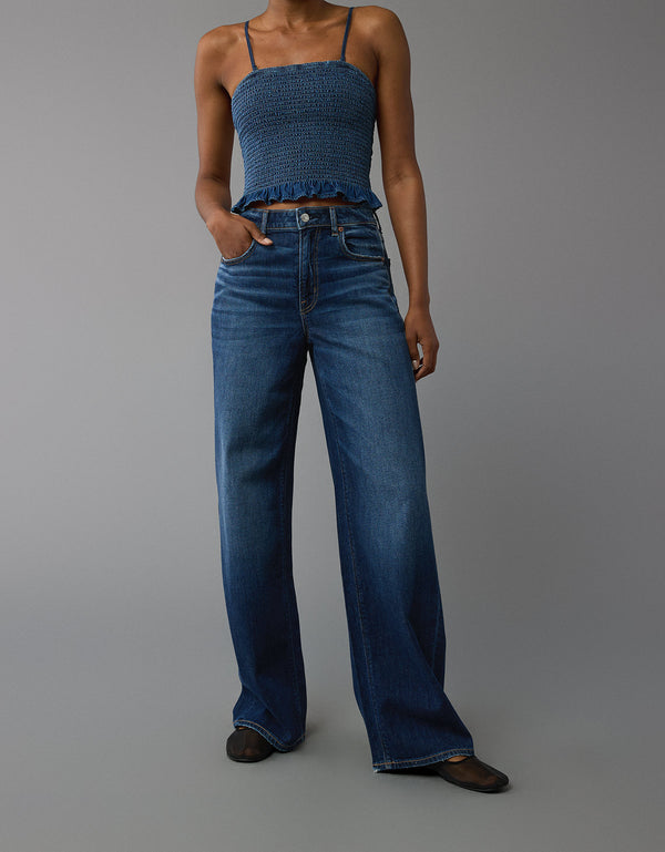 Jean Straight Baggy Talle Alto y Holgado Mujer AE - Generico