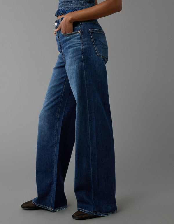 Jean Straight Baggy Talle Alto y Holgado Mujer AE - Generico