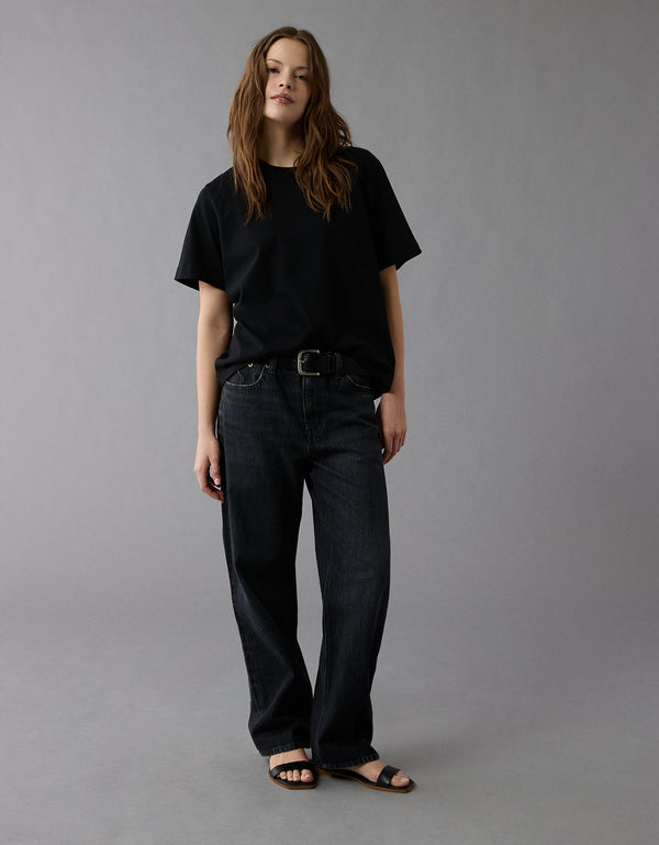 Jean Baggy Straight de Tiro Bajo Ae - Negro