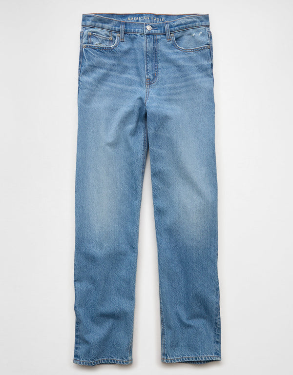Jean Baggy Straight con Tiro Alto Ae - Azul