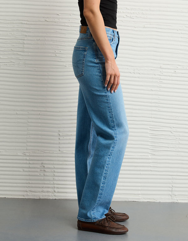 Jean Baggy Straight con Tiro Alto Ae - Azul