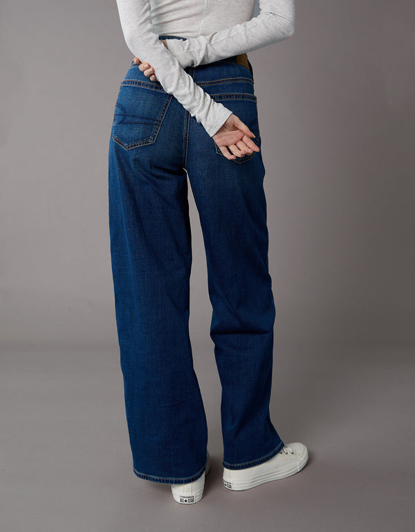 Jean Baggy Wide-Leg de Tiro Alto Ae - Azul