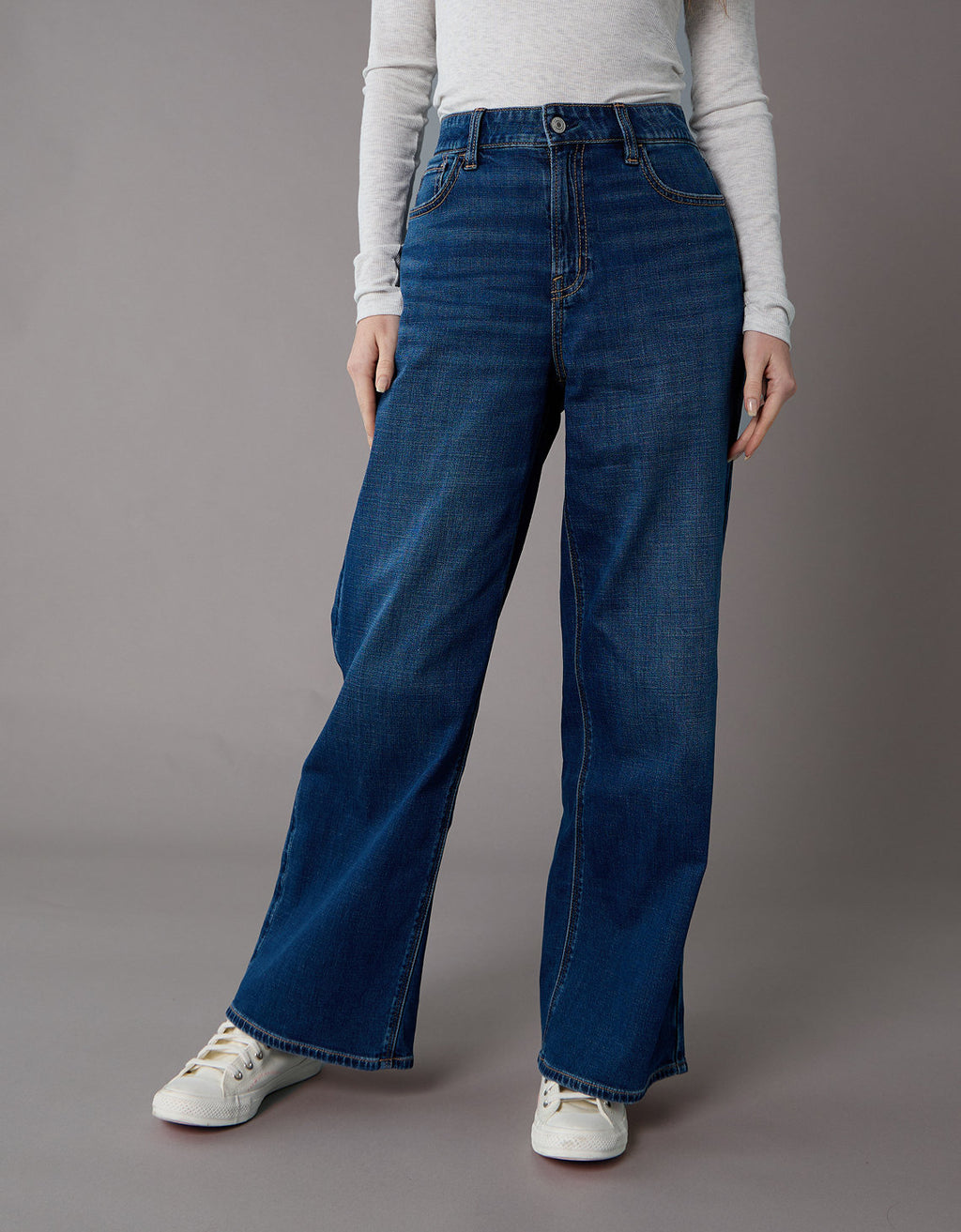 Jean Baggy Wide-Leg de Tiro Alto Ae - Azul 0437_5756_471_of