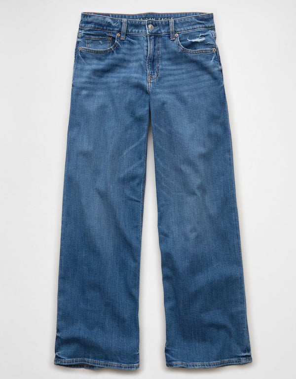 Jean Baggy Wide-Leg de Tiro Bajo Ae - Azul