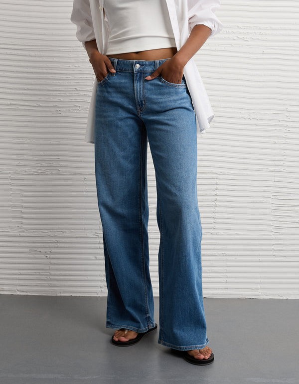 Jean Baggy Wide-Leg de Tiro Bajo Ae - Azul
