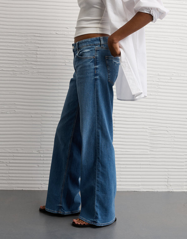 Jean Baggy Wide-Leg de Tiro Bajo Ae - Azul