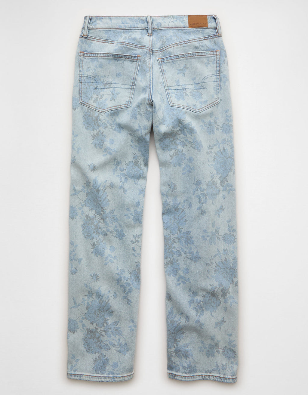 Jean recto holgado de talle bajo con estampado floral elástico - Azul 0437_6033_488_b