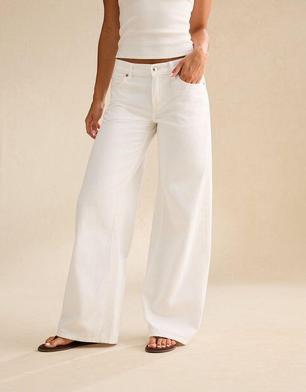 Jean ultra ancho de talle bajo Ae Dreamy Drape Strigid - Blanco