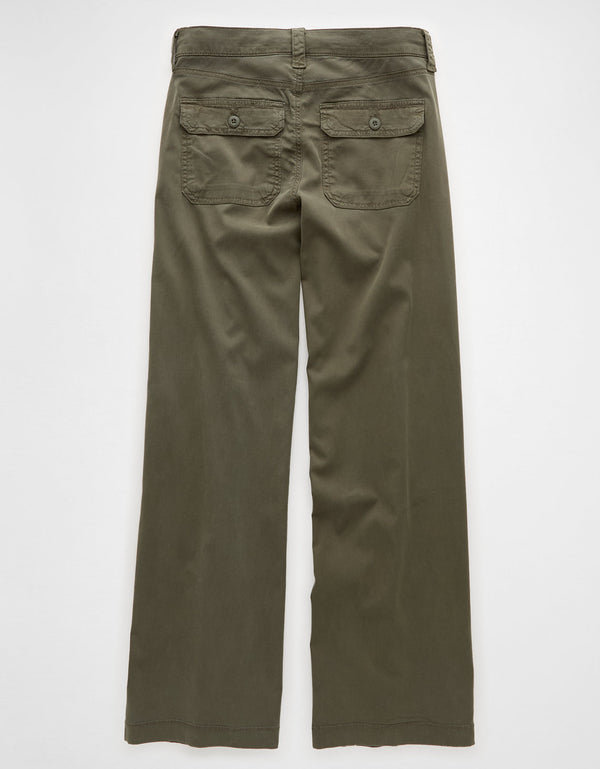 Pantalón ancho de tiro bajo y pierna ancha Ae Stretch - Verde