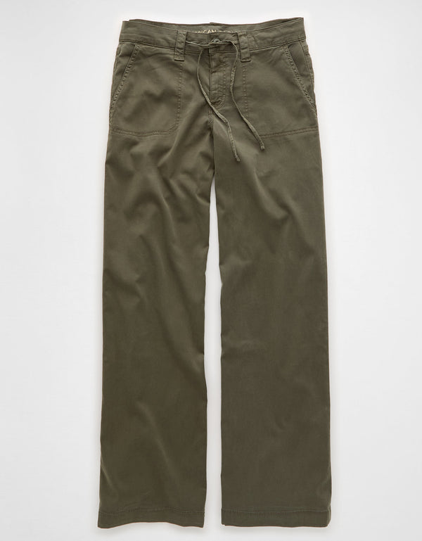 Pantalón ancho de tiro bajo y pierna ancha Ae Stretch - Verde