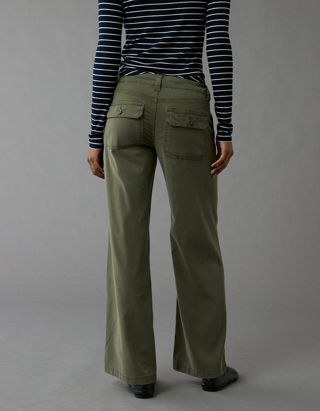 Pantalón ancho de tiro bajo y pierna ancha Ae Stretch - Verde 0461_5431_342_ob