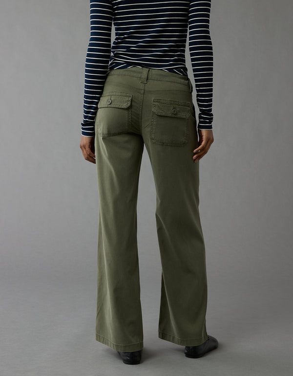 Pantalón ancho de tiro bajo y pierna ancha Ae Stretch - Verde