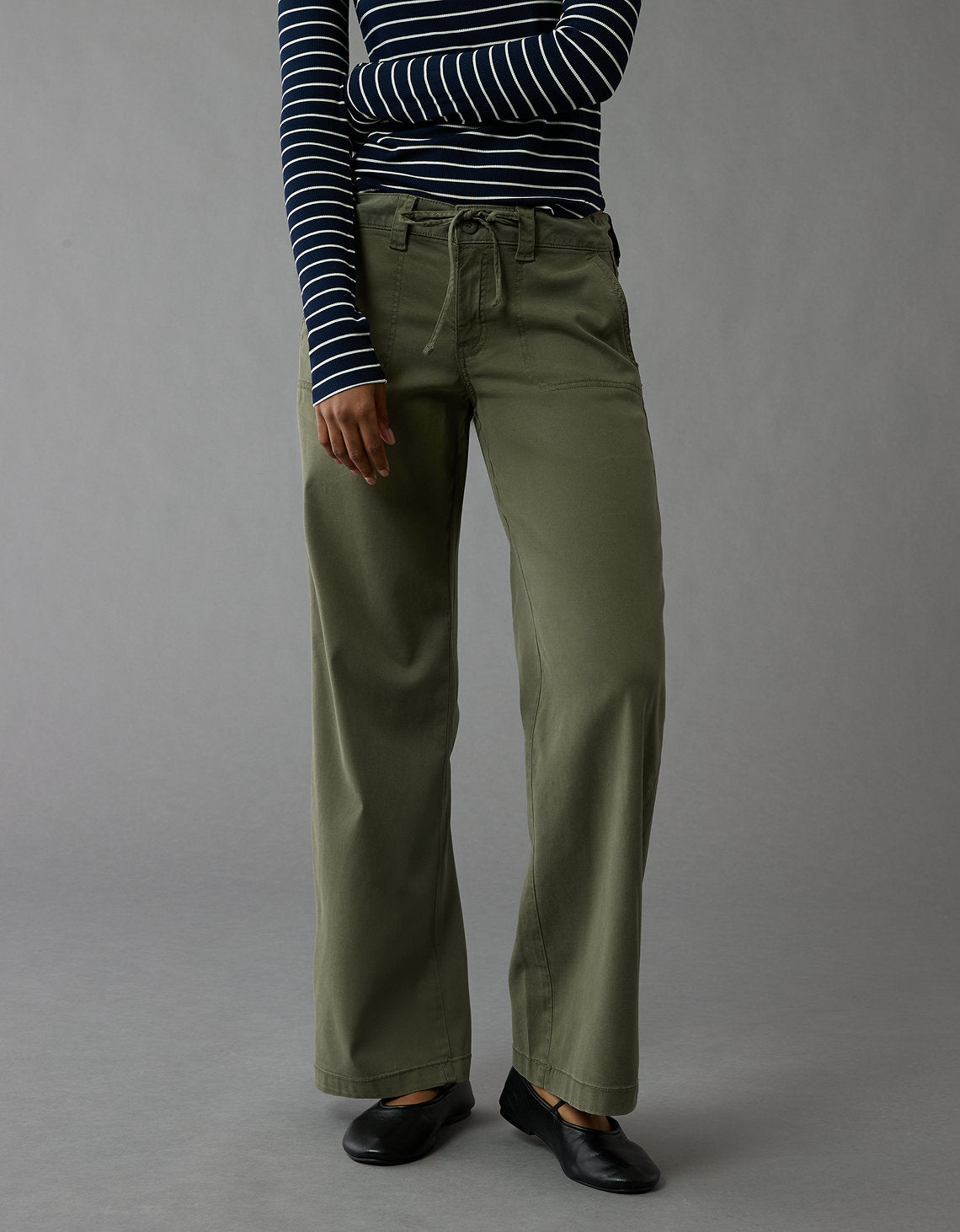 Pantalón ancho de tiro bajo y pierna ancha Ae Stretch - Verde 0461_5431_342_of