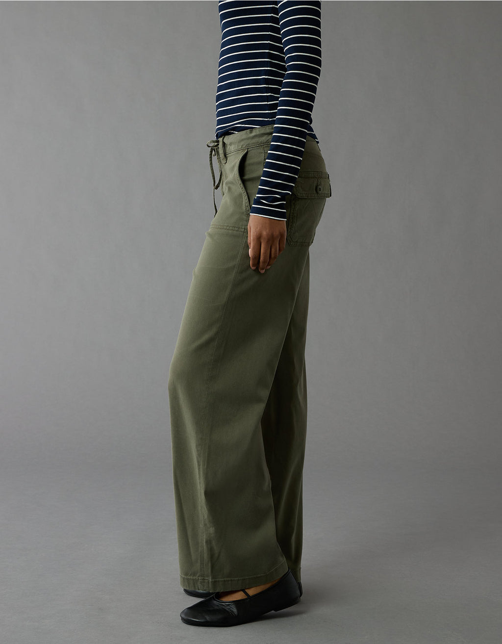 Pantalón ancho de tiro bajo y pierna ancha Ae Stretch - Verde 0461_5431_342_os