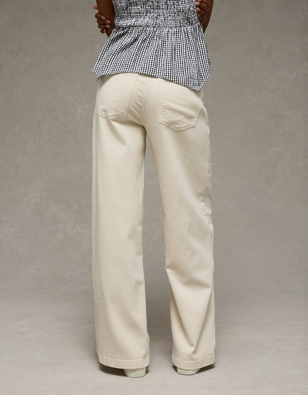 Pantalón Wide-Leg de Tiro Bajo Ae - Caqui