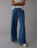 Pantalón de Lino con Drapeado Soñado y Cintura Elástica - Azul 0461_5589_532_of