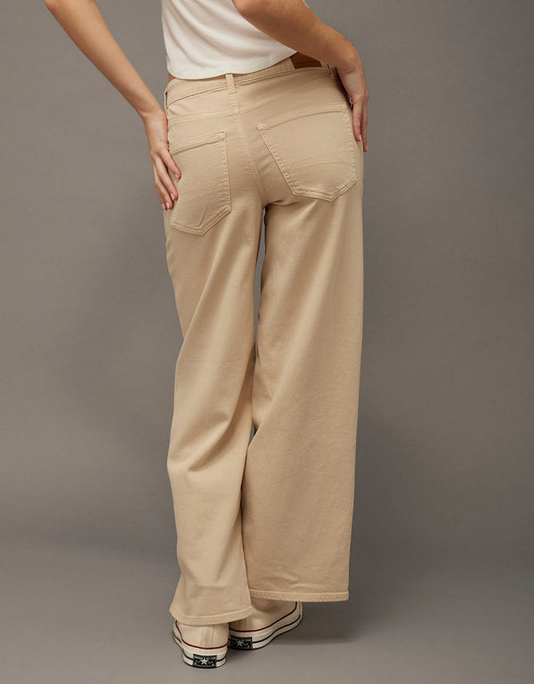 Pantalón de pierna ancha y super cintura alta Ae Stretch - Beige