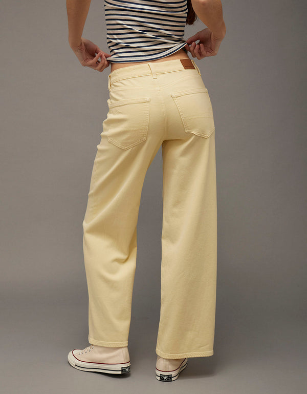 Pantalón de pierna ancha y super cintura alta Ae Stretch - Amarillo