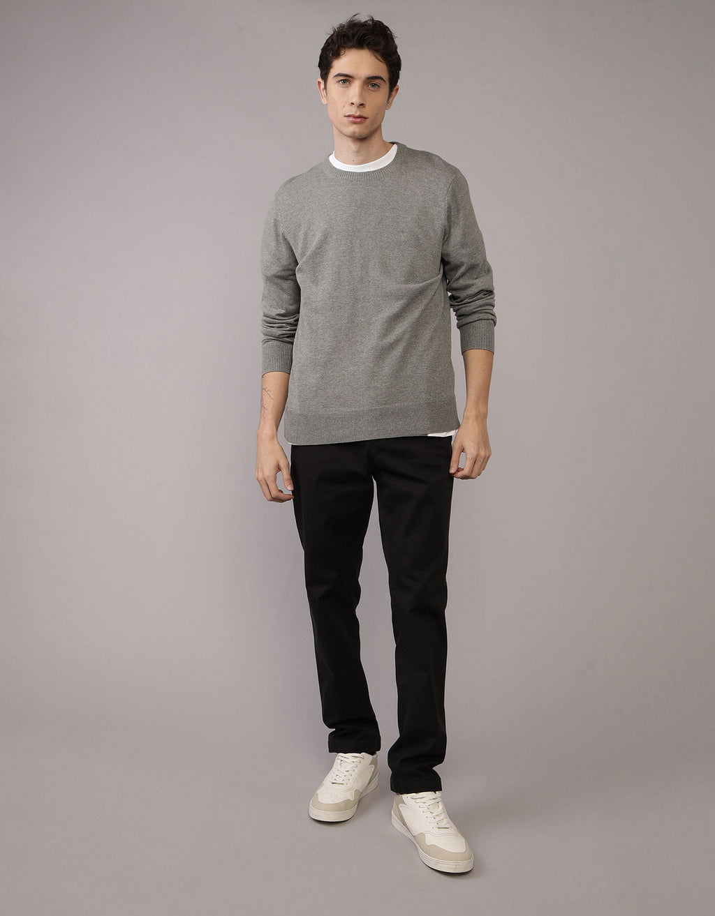 Polera cuello redondo Manga Larga Hombre AE - Gris 1142_1931_030_of