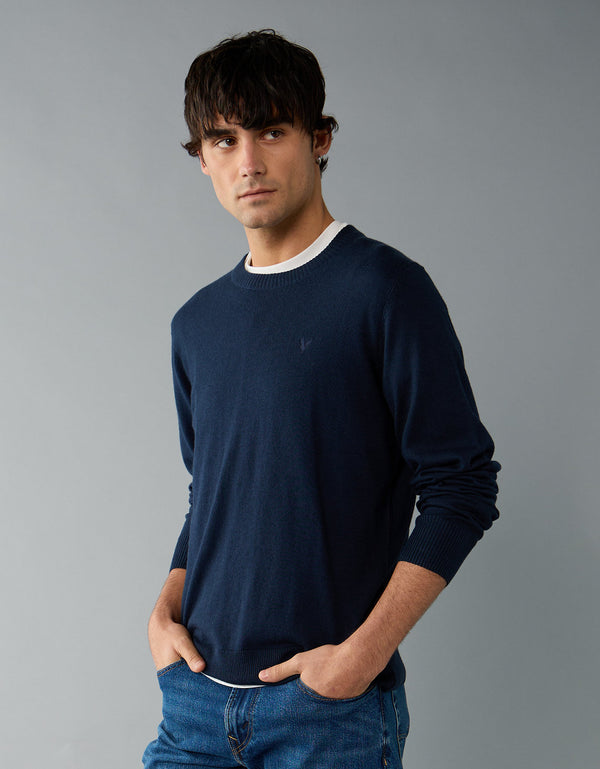 Polera cuello redondo Manga Larga Hombre AE - Azul
