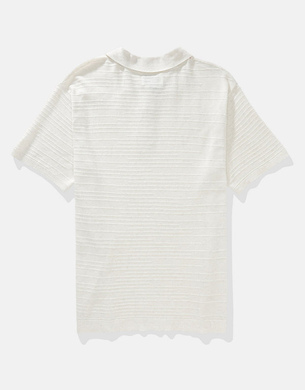 Polo en Tejido Suave con mezcla de Lino para Hombre - Beige