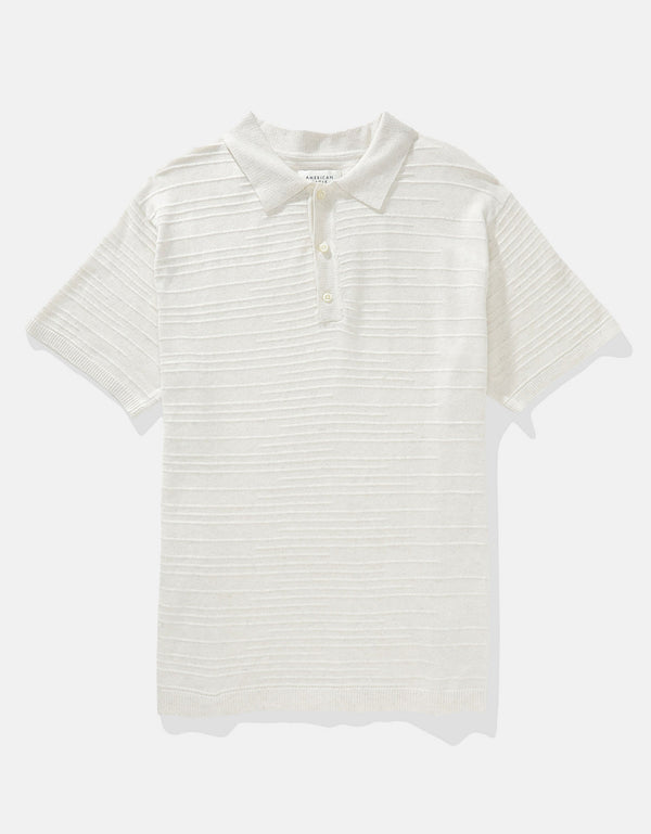 Polo en Tejido Suave con mezcla de Lino para Hombre - Beige