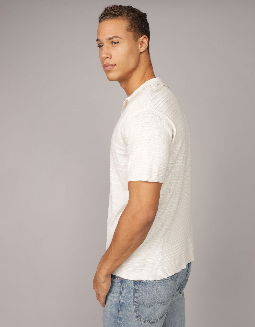 Polo en Tejido Suave con mezcla de Lino para Hombre - Beige 1148_1967_141_ob