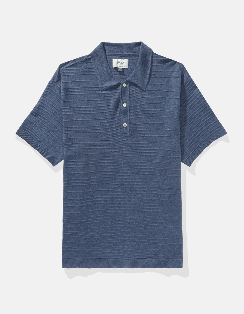 Polo en Tejido Suave con mezcla de Lino para Hombre - Azul 1148_1967_410_f