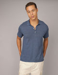 Polo en Tejido Suave con mezcla de Lino para Hombre - Azul 1148_1967_410_of