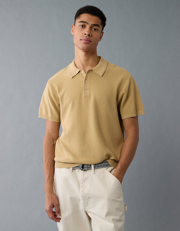 Polo de suéter lavado de fin de semana Ae - Beige