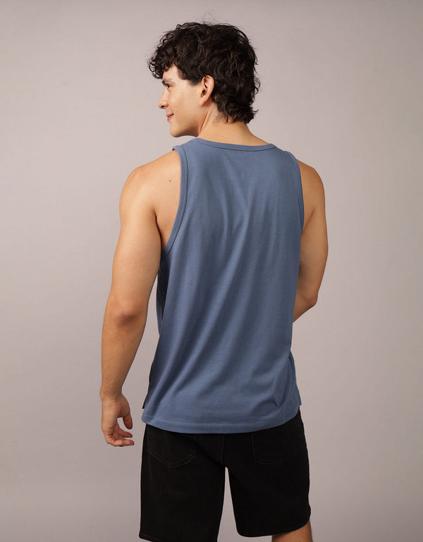 Polo sin Cuello de Cuello Redondo Ae - Azul