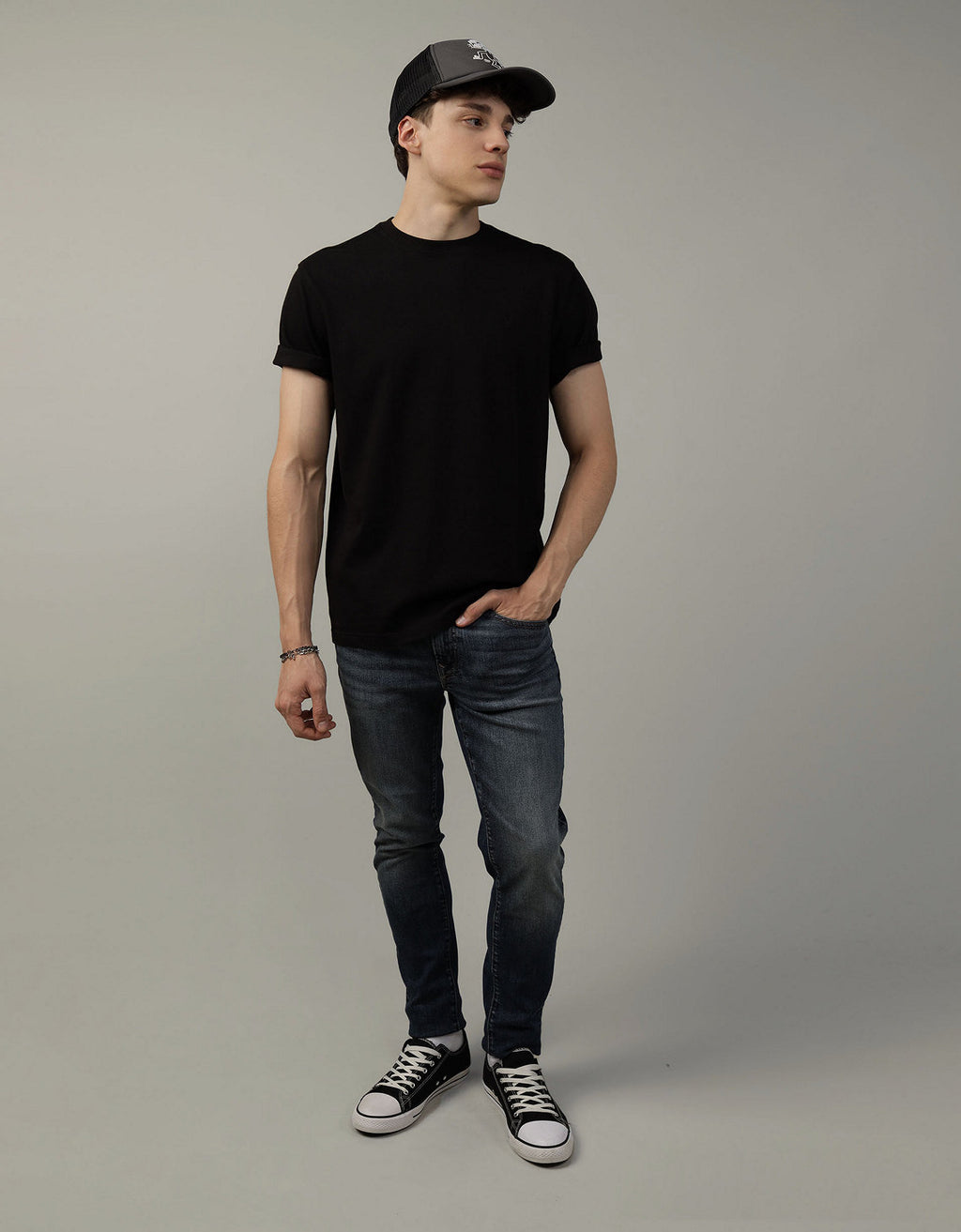 Polo sin Cuello Manga Corta Ae - Negro 1164_1539_001_of