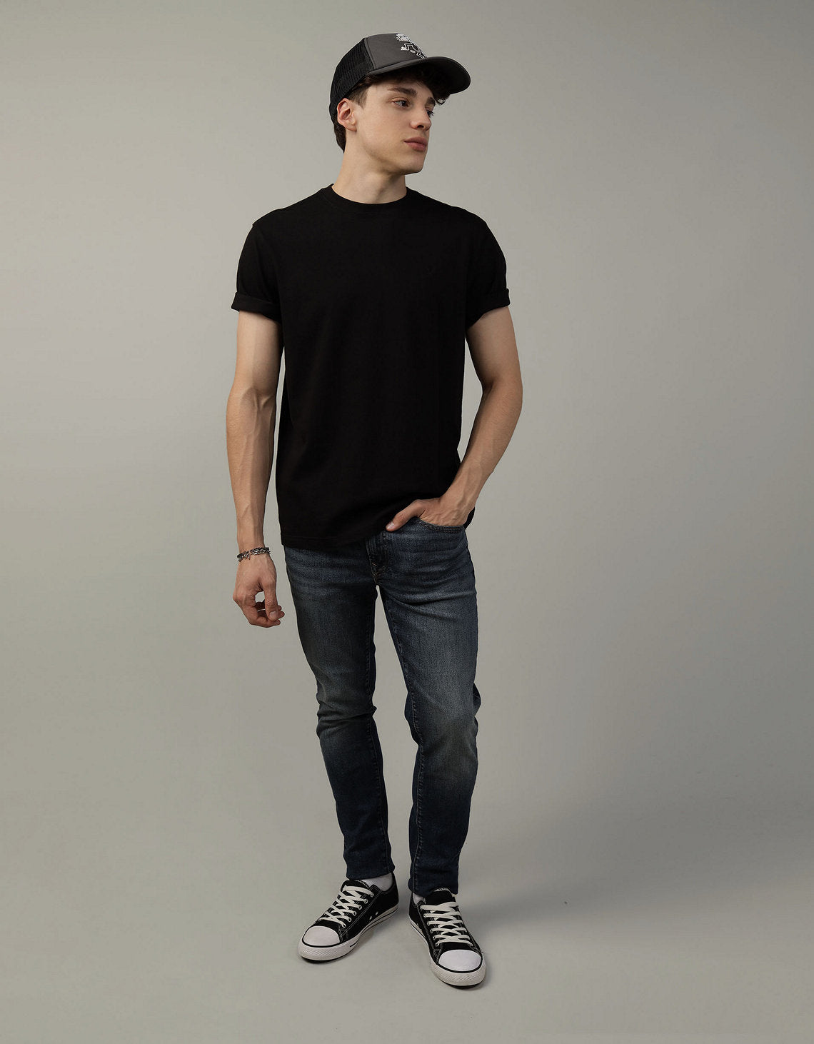 Polo sin Cuello Manga Corta Ae - Negro 1164_1539_001_of