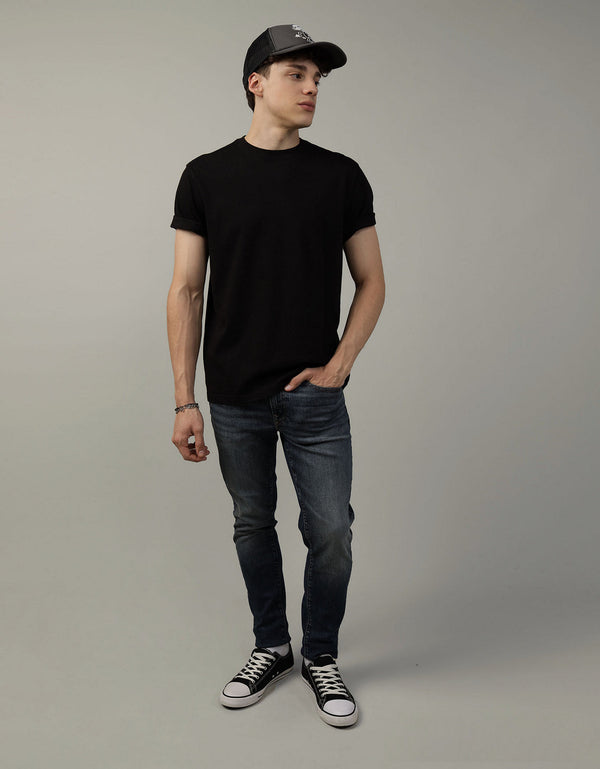 Polo sin Cuello Manga Corta Ae - Negro