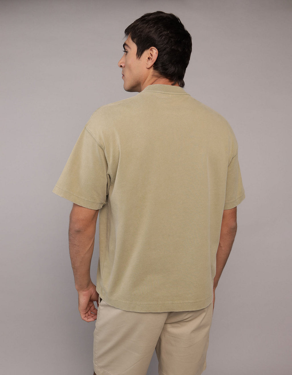 Polo sin Cuello de punto afelpado Ae Boxy - Verde 1164_4154_343_ob