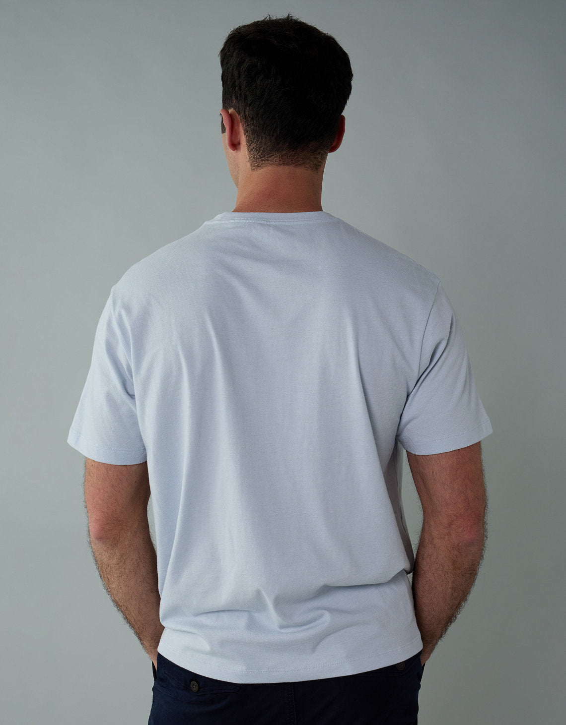 Polo sin Cuello manga corta básica de hombre AE - Azul 1164_4339_404_ob