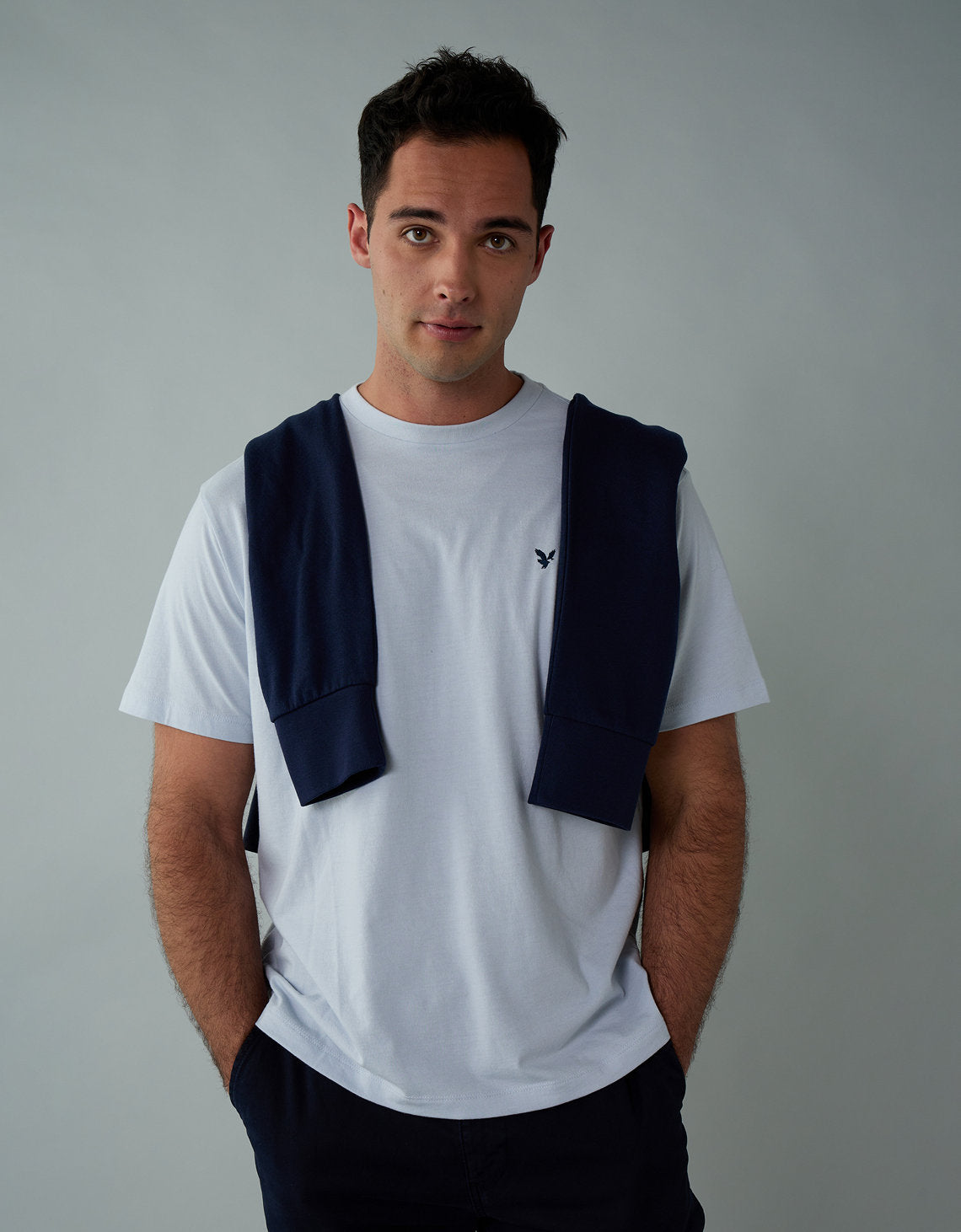 Polo sin Cuello manga corta básica de hombre AE - Azul 1164_4339_404_of