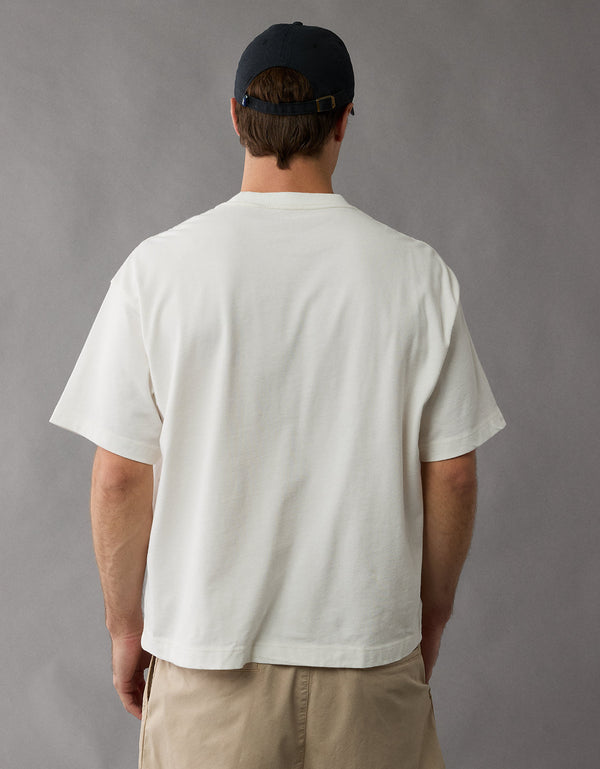 Polo sin Cuello de punto afelpado Ae Boxy - Blanco